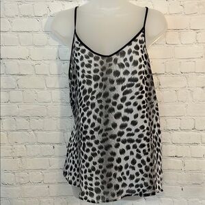 Love…ady Chic Black and White Spotted sheer Tank Top
